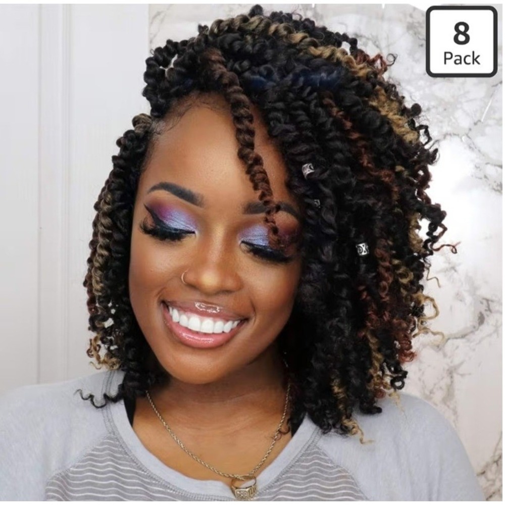 ToyoTress Tiana 10 Inch Passion Twist Crochet Hair 8 Pack Black Ombre 1B T27 T30